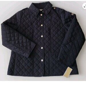 Michael Kors Diamond quilted jacket MK logo Womens size L XL Black